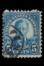 UNITED STATES - CIRCA 1920s: Vintage US 5 Cents Postage Stamp with portrait Theodore Roosevelt 1858Ã¢â¬â1919, 26th President of the Royalty Free Stock Photo